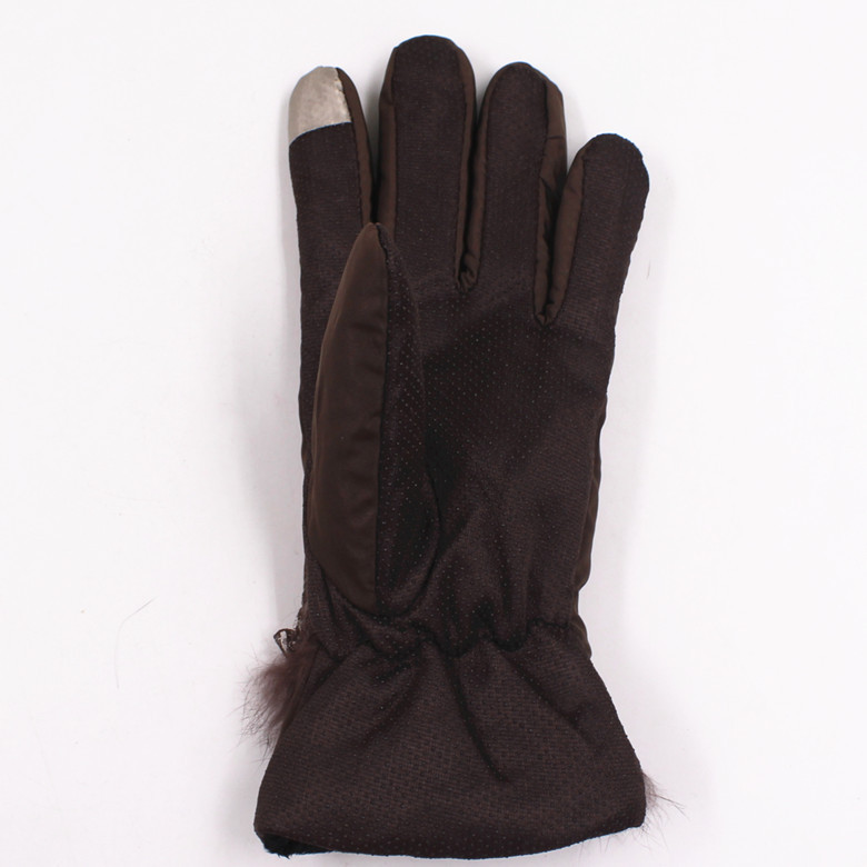 M1354 女款防水面料超絨里觸屏手套時尚粘花防滑手套冬季保暖手套