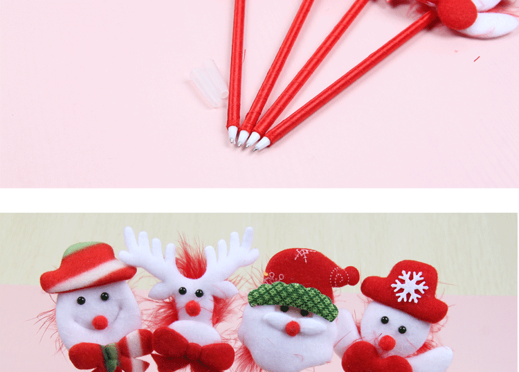 韓國熱賣圣誕節圓珠筆 學生獎品禮品 毛絨圣誕卡通筆 圣誕筆