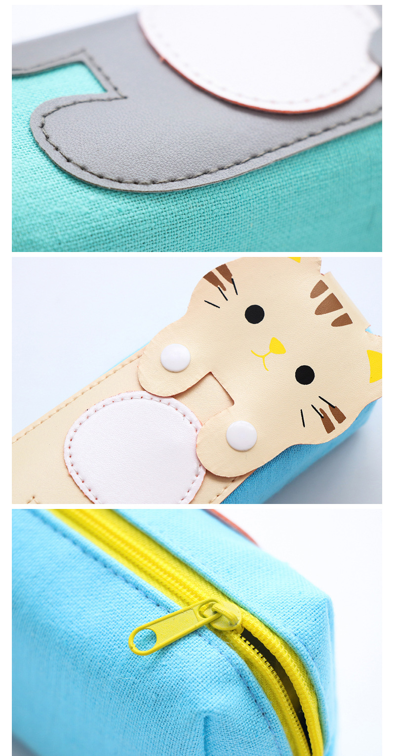 韓國可愛貓咪筆袋 卡通帆布大容量拉鏈鉛筆盒