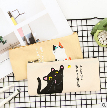 貓咪帆布拉鍊筆袋印刷 彩色鉛筆文具收納袋 客製文具禮品