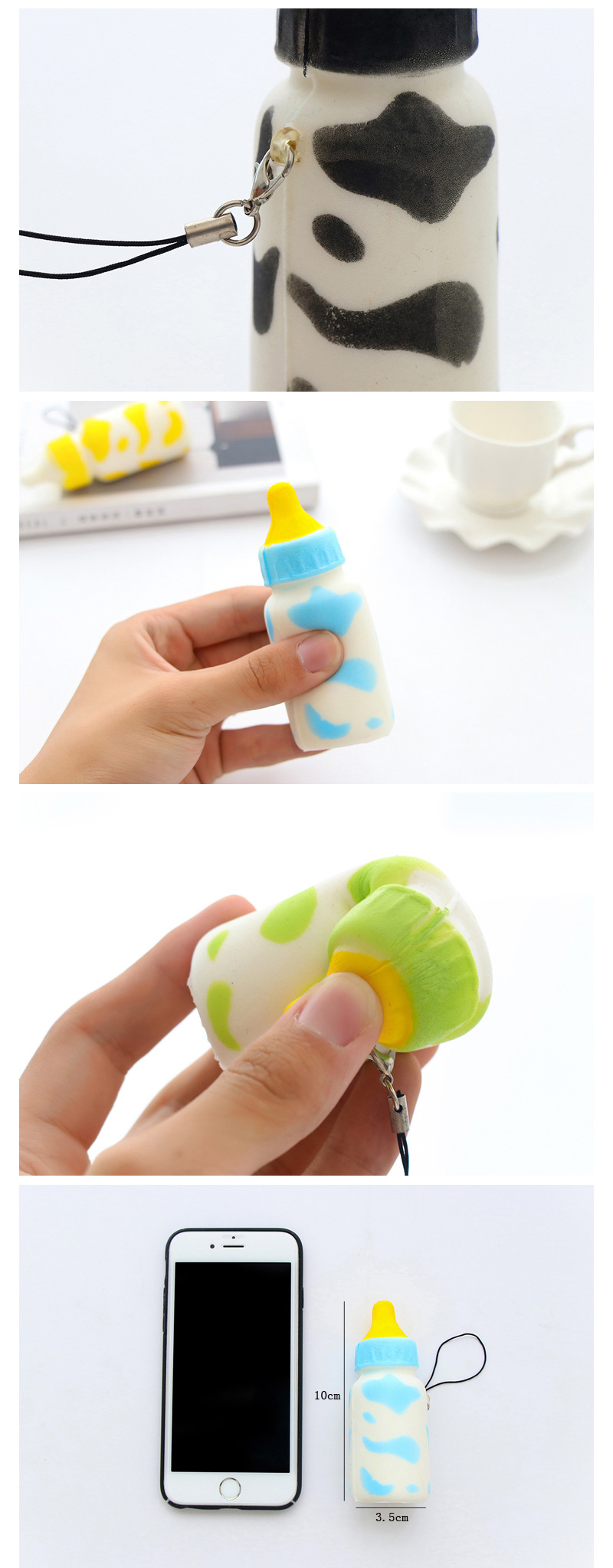 Squishy PU柔軟慢回彈奶瓶個性創意手機掛件時尚迷你兒童解壓玩具