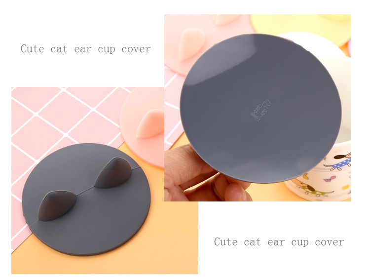 2473 硅膠杯蓋可愛立體貓耳朵通用水杯蓋馬克杯蓋子圓形無毒杯蓋