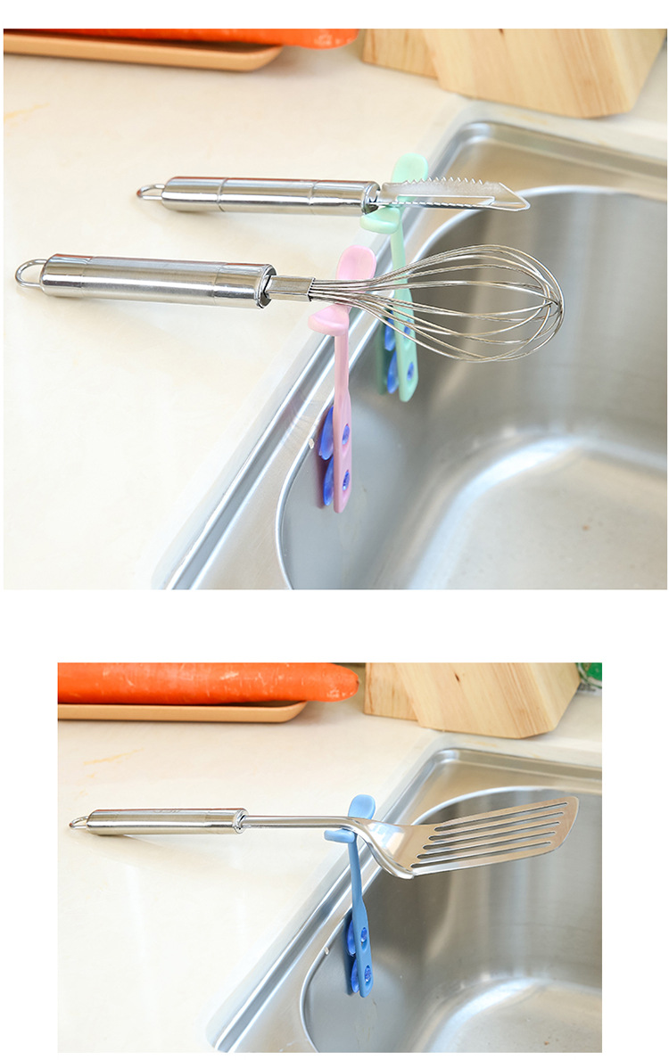 廚房便捷吸盤式小支架湯勺支架筷子支架瀝水槽豆芽棒