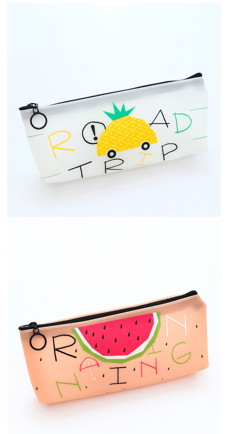 文具果凍 學生創意文具袋小清新水果收納袋硅膠三角型女生筆袋