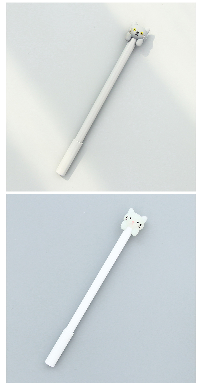 創意可愛超萌貓咪水筆中性筆全針管黑色簽字筆學生文具0.5mm