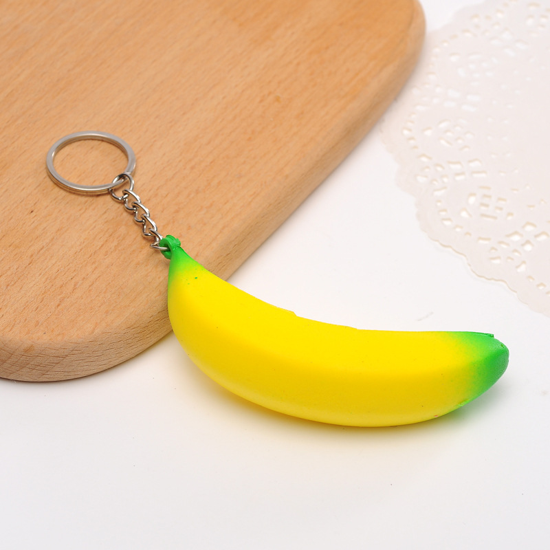 創意迷你香味仿真甜甜圈面包鑰匙圈香蕉手機包包掛件鑰匙扣