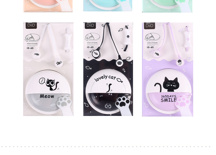 新款上市可愛卡通貓咪小魚耳機 便攜時尚入耳式立體音樂耳機批發