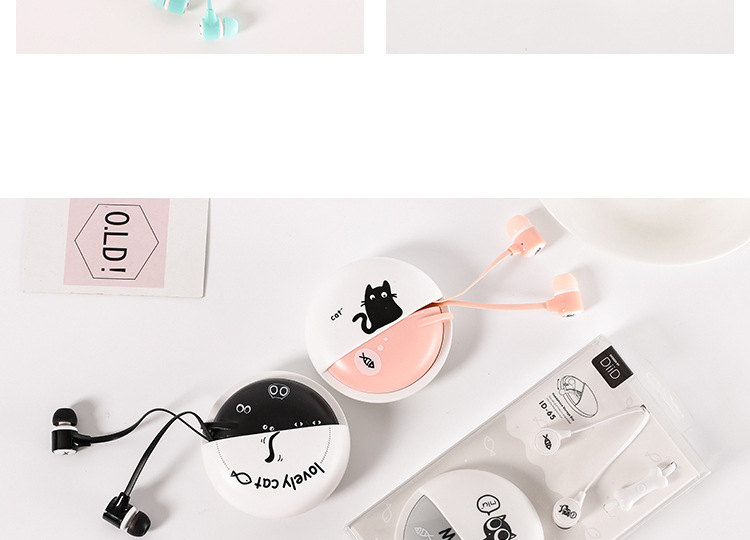 新款上市可愛卡通貓咪小魚耳機 便攜時尚入耳式立體音樂耳機批發