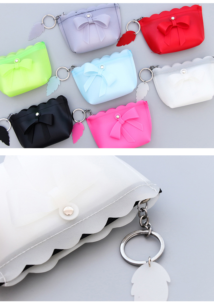 創意韓國可愛果凍膠蝴蝶結零錢包 糖果色女士鑰匙包 手拿包