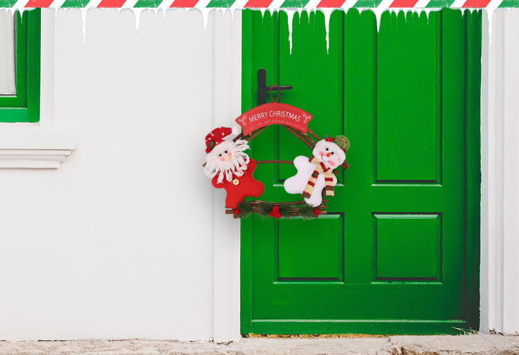 新款圣誕布藝字牌老人雪人門掛圣誕裝飾品門掛件創意公仔木框門掛