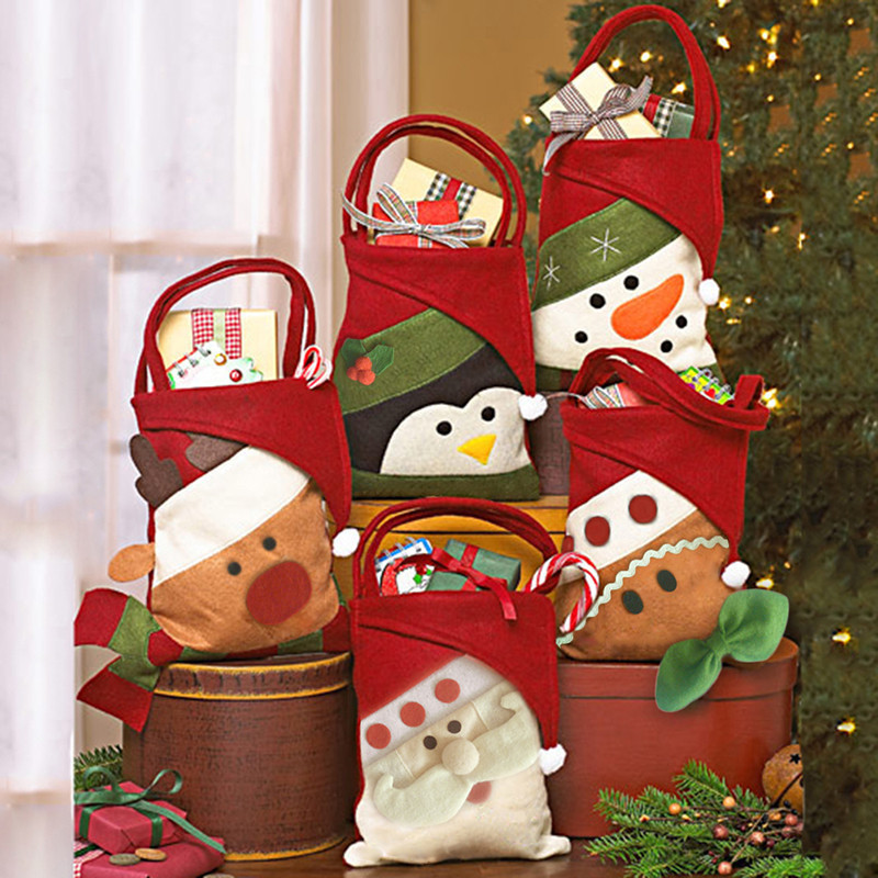 聖誕手提禮物袋 創意拼布糖果袋 聖誕節必備裝飾 平安夜 手提袋