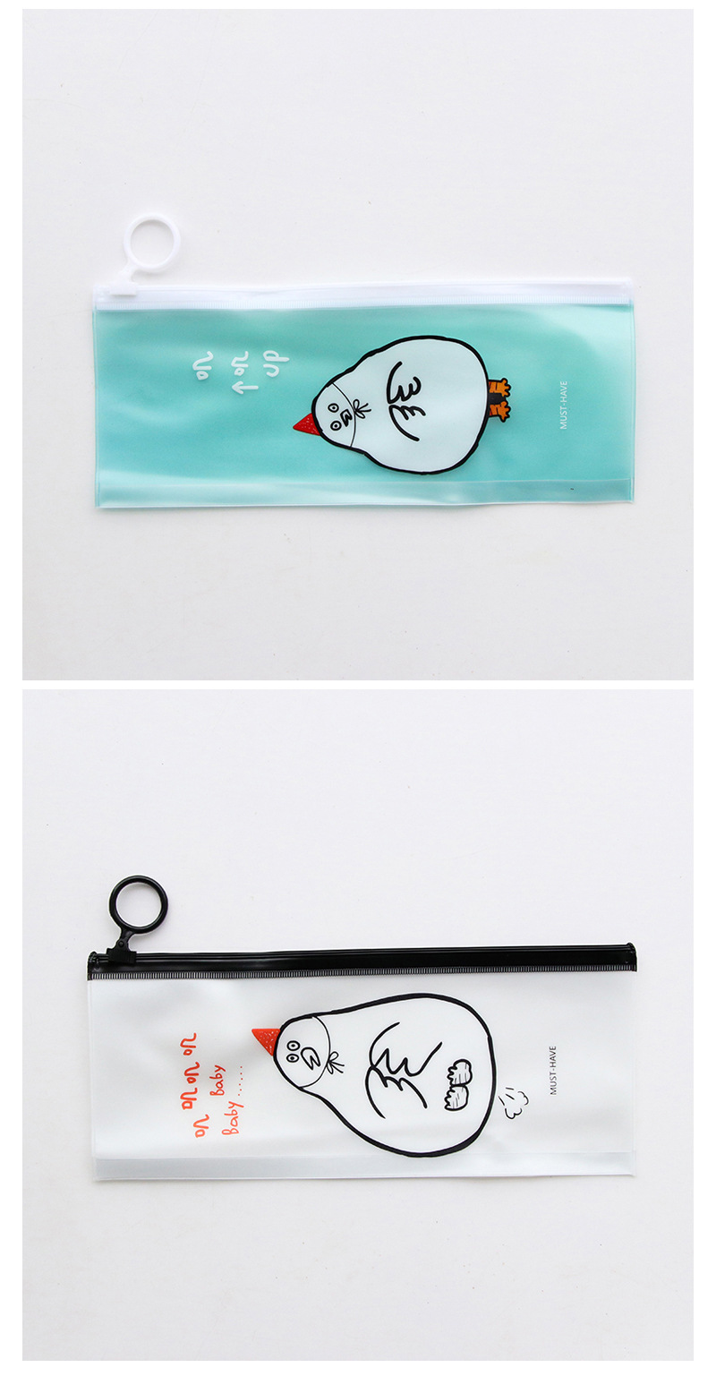 韓國可愛卡通筆袋 創意簡約指環小雞收納袋 封口式PVC票據袋