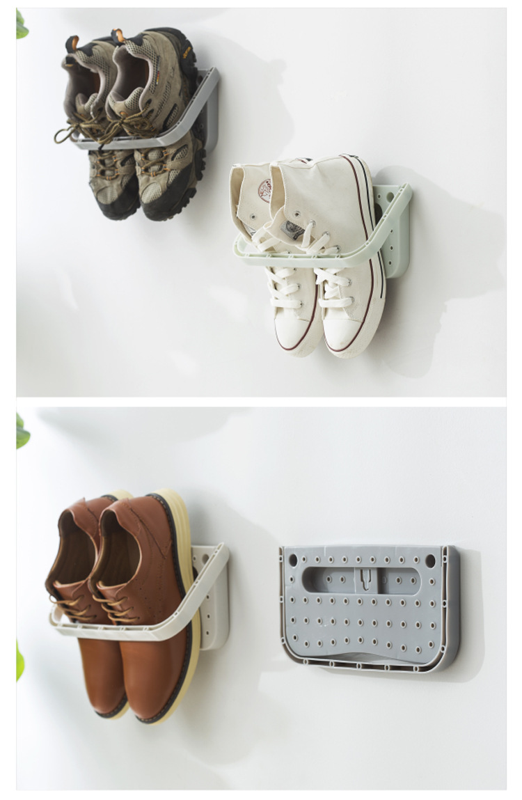 塑料簡易鞋架 壁掛粘貼鞋子防塵收納架 家用客廳鞋架