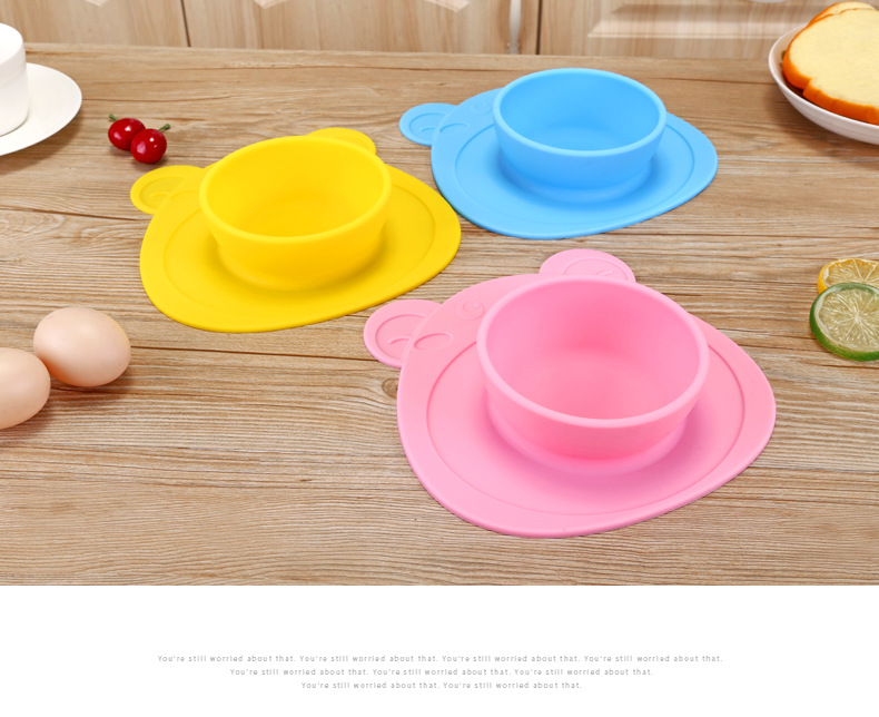2550新款硅膠餐碗 兒童硅膠防滑餐盤一體分格吸盤餐墊