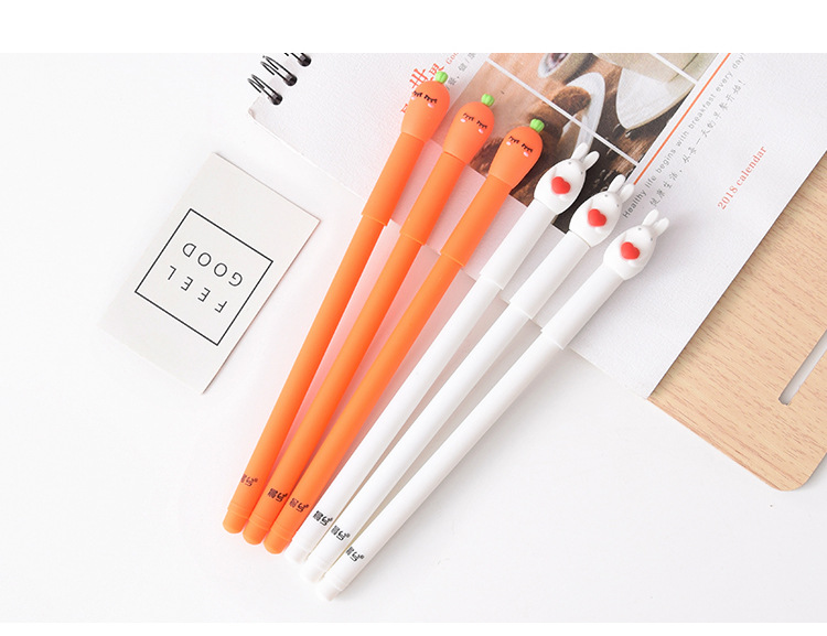 創意可愛卡通小清新兔子胡蘿卜對筆中性筆0.5mm學生考試筆碳素筆