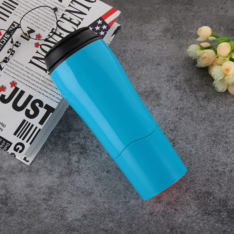 廠家直銷創意魔力不倒杯便攜車載水杯 硅膠吸盤雙層防燙塑料杯