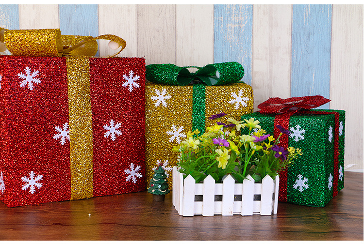 聖誕必備禮物盒 聖誕節必備裝飾禮物 創意聖誕裝飾金蔥禮物盒