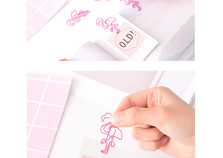 卡通可愛粉色火烈鳥金屬造型回形針書簽辦公用品學生裝飾擺拍道具