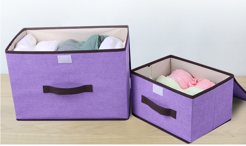 廠家直銷 仿麻無紡布收納箱兩件套 收納盒2件組 整理箱套裝