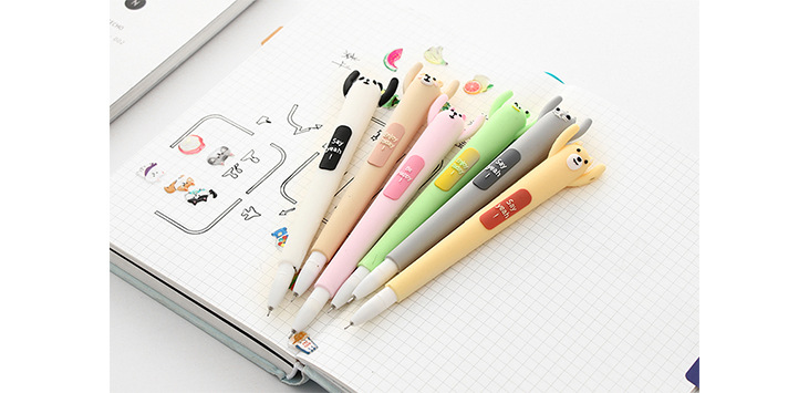 創意卡通動物軟硅膠中性筆 韓國個性可愛造型 簽字針管筆學生文具