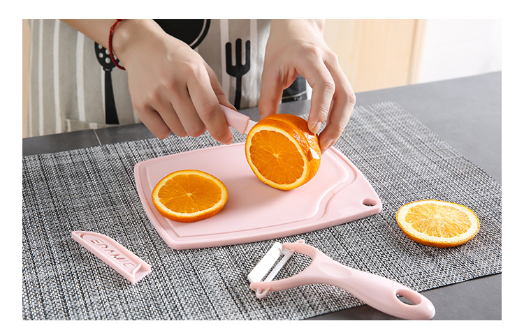 廚房刀具三件套陶瓷刀水果刀套裝家用切菜刀菜板瓜果刨砧板削皮器
