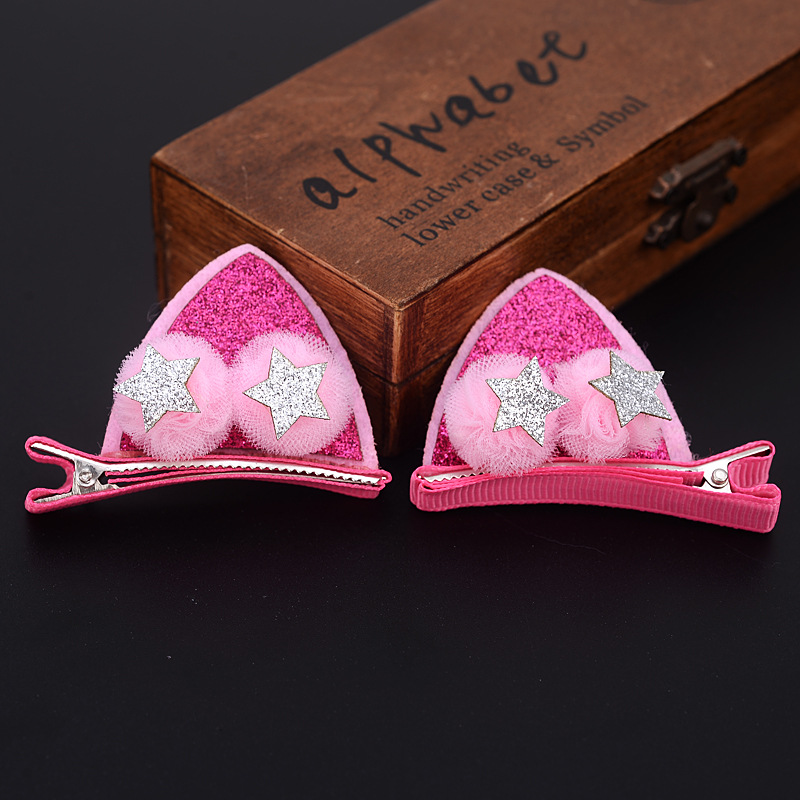 新品嘗鮮韓歐美超萌立體雙層貓耳朵發夾寶寶發卡可愛兒童頭發飾