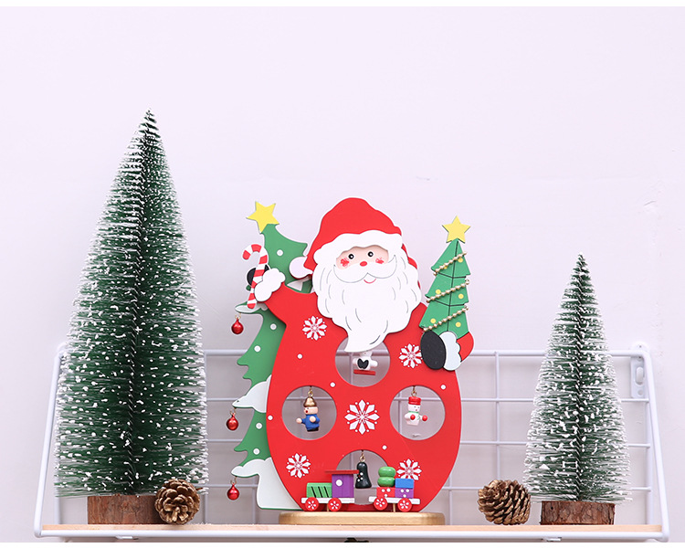 新款圣誕節裝飾用品 圣誕木制擺件卡通老人雪人桌面裝扮布置DIV