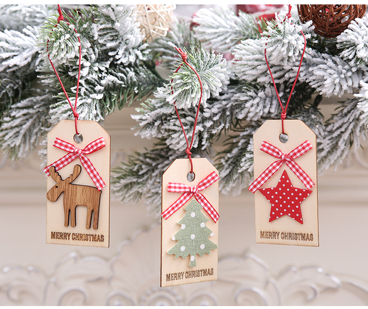 豪貝19新款圣誕節裝飾用品木制圣誕掛件星星小樹麋鹿圣誕樹小吊飾