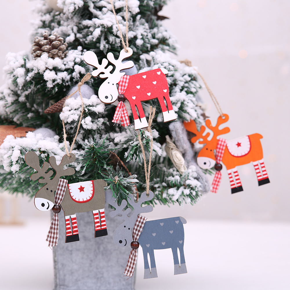 聖誕節必備 聖誕樹木質吊飾 可愛麋鹿聖誕樹吊飾 聖誕裝飾用品