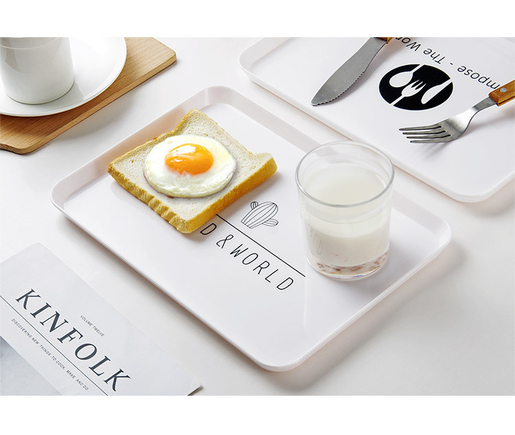 北歐風長方形盤子家用簡約早餐盤 塑料茶盤餐盤甜品小托盤