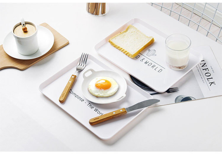 北歐風長方形盤子家用簡約早餐盤 塑料茶盤餐盤甜品小托盤