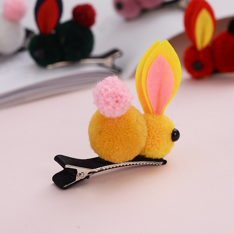 韓國秋冬新品可愛毛絨小兔子發繩立體毛氈卡通兔耳朵發圈皮筋發飾