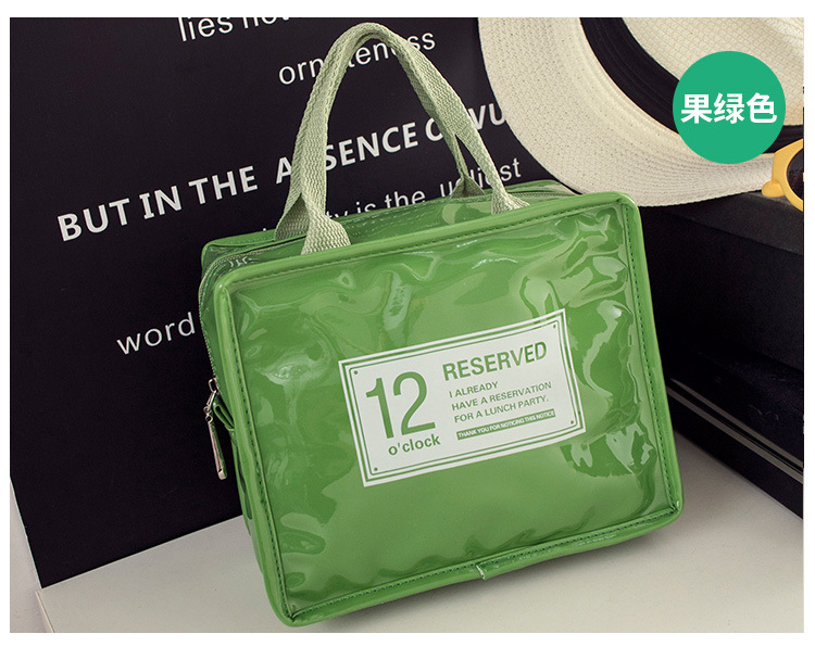 廠家直銷 新款鏡面革保溫包防水飯盒便當包午餐包外出旅行野餐包