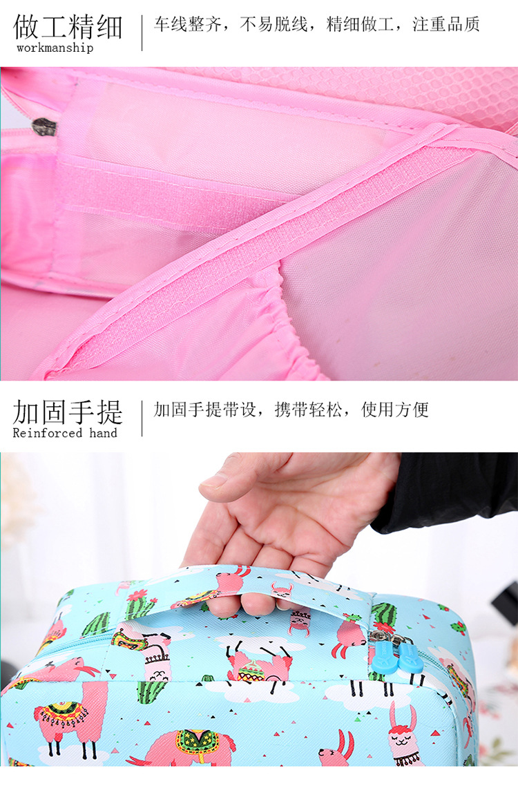 創意印花皮革化妝包 旅行必備洗漱用品收納包 超大容量四方包