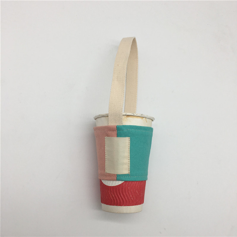 撞色拼接飲料杯袋 環保手搖杯提袋 可摺疊收納杯套