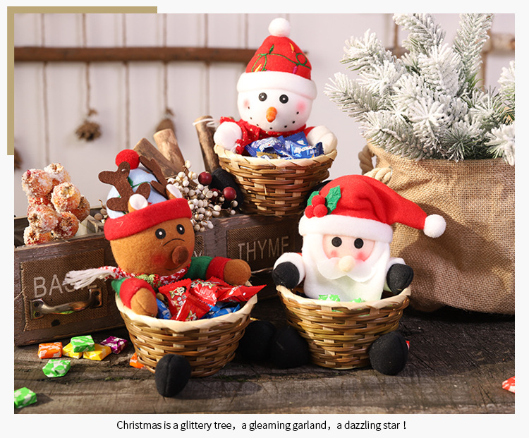 聖誕節必備 派對裝飾手工編織籃 立體娃娃糖果餅乾禮物籃 水果籃