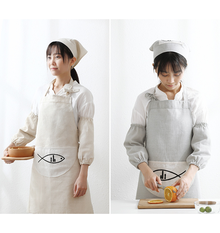 棉麻素色三角頭巾 廚房必備日式頭巾 廚房房油煙頭巾