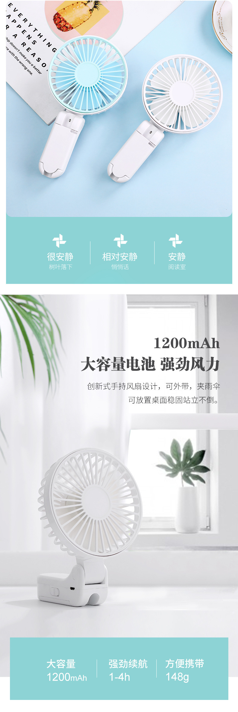 創意迷你USB風扇 新款折疊夾式電風扇 三段風速手持風扇