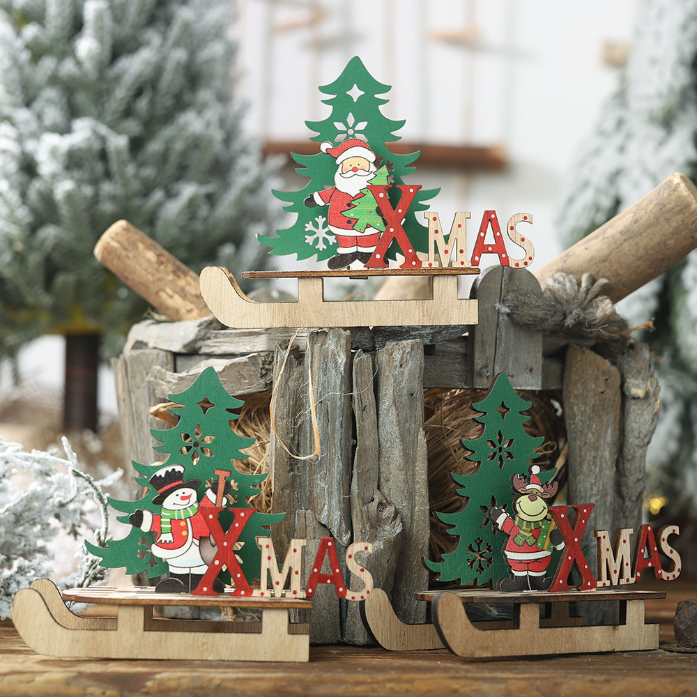 DIY木質聖誕雪橇裝飾品 創意聖誕節必備...