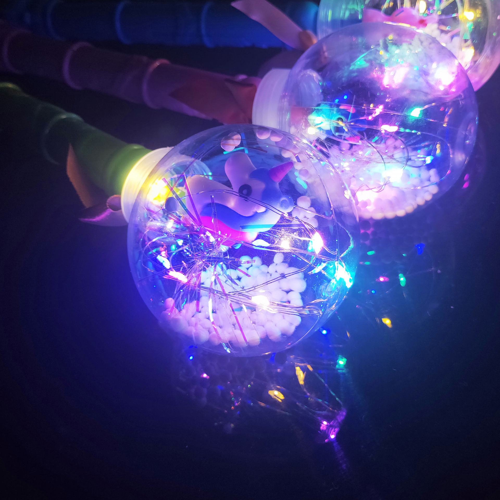 LED閃光手柄波波球燈光棒兒童新款發光玩具地攤爆款波波球魔法棒