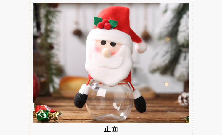 聖誕節透明糖果罐 聖誕老人雪人麋鹿企鵝薑餅人立體造型糖果盒 禮物罐