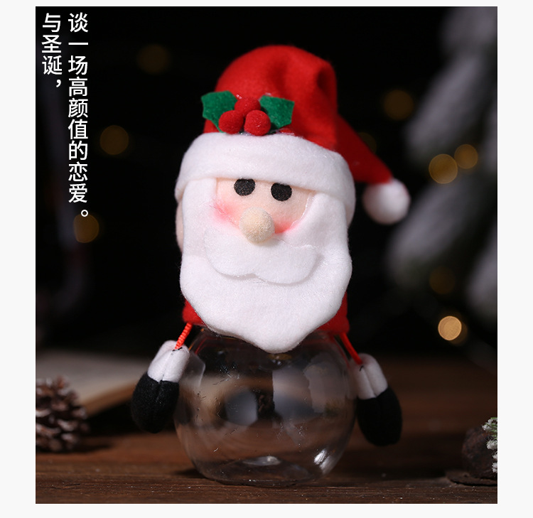 聖誕節透明糖果罐 聖誕老人雪人麋鹿企鵝薑餅人立體造型糖果盒 禮物罐