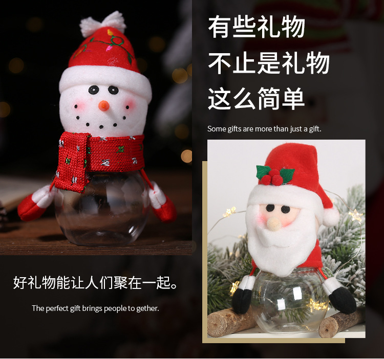 聖誕節透明糖果罐 聖誕老人雪人麋鹿企鵝薑餅人立體造型糖果盒 禮物罐
