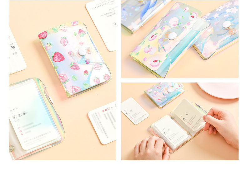 鐳射櫻花草莓系列卡包 可愛少女心卡片收納包 卡片信用卡悠遊卡套