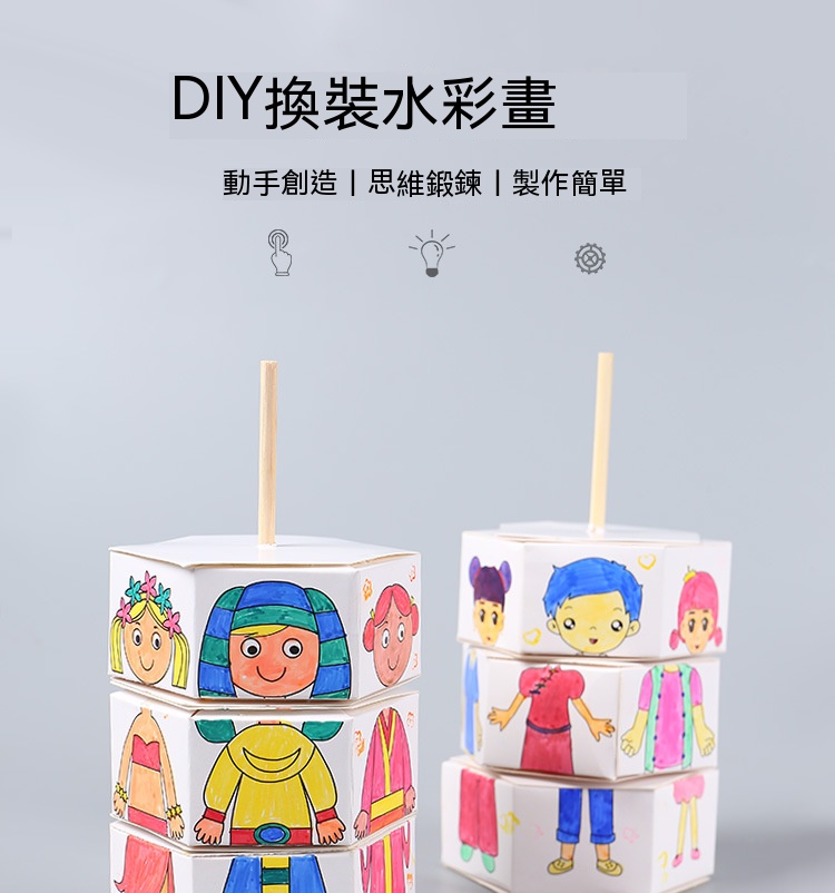 DIY旋轉換裝玩具 創意手工紙製彩繪玩具 創意美勞玩具