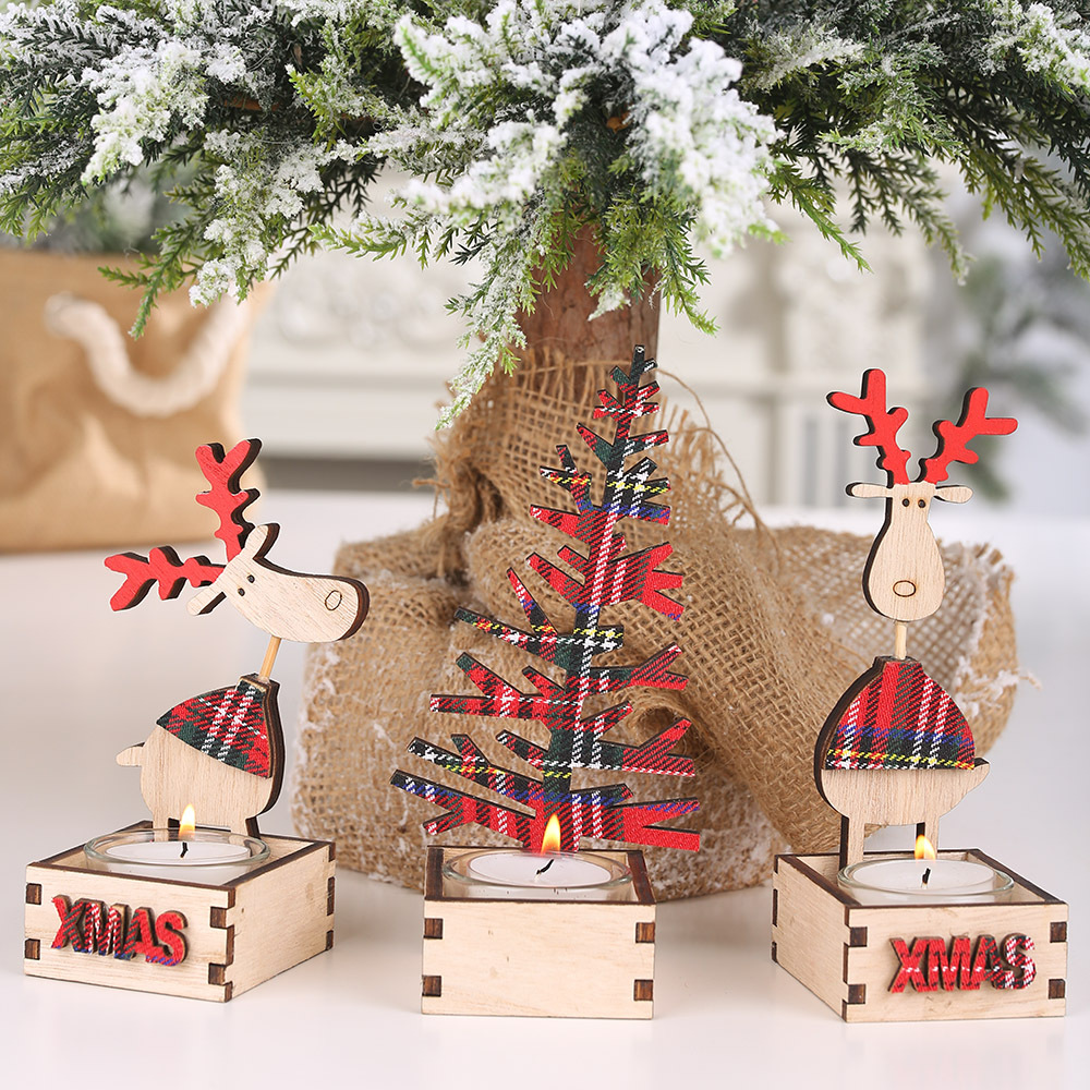 聖誕木質蠟燭台 聖誕布置必備裝飾 創意麋...