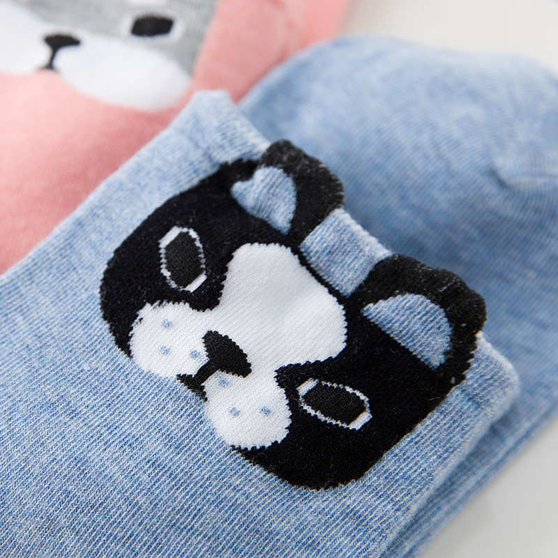 可愛小狗頭造型中筒襪 動物立體耳朵襪子 創意可愛造型棉襪