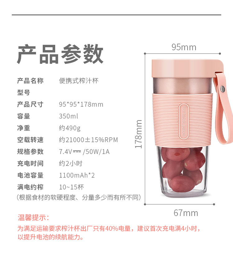 隨身迷你果汁機 方便攜帶多功能USB充電果汁機 夏日必備果汁機