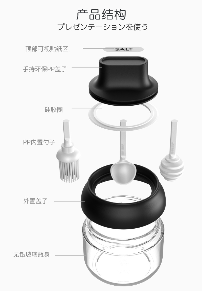 廚房必備防潮玻璃調味罐 多功能玻璃調味盒 玻璃油壺 創意玻璃調味瓶