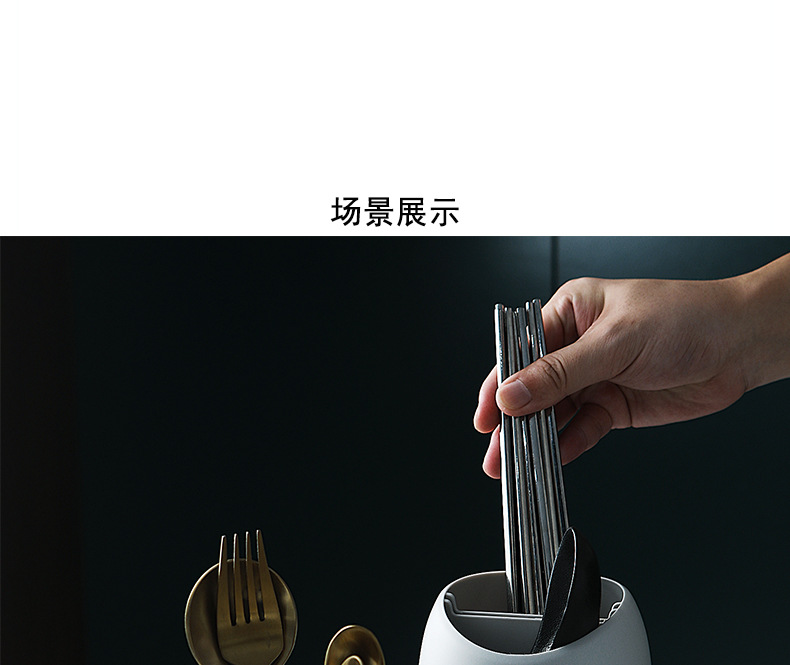 簡約矽藻土雙格筷筒 創意廚房餐具瀝水收納架 湯匙筷子叉子瀝水置物架 筷籠
